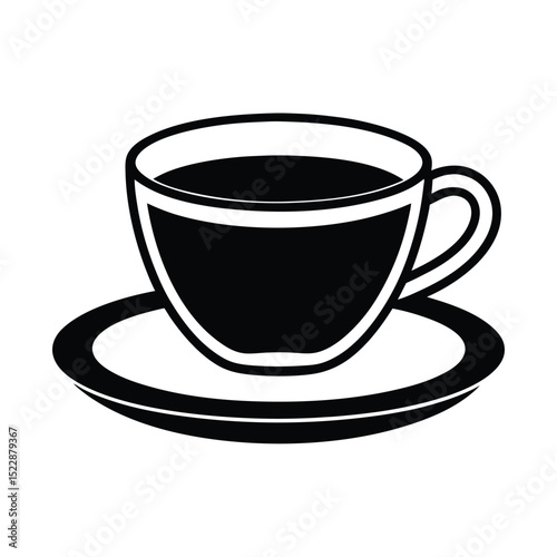 Coffee Cup with Saucer Simple Icon Vector Illustration