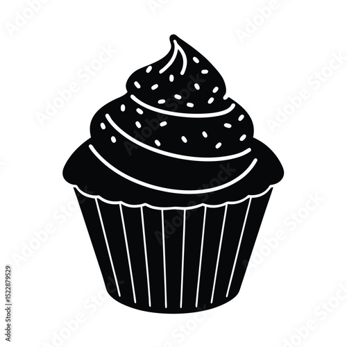 Cupcake with Frosting and Sprinkles Sweet Icon Vector Illustration
