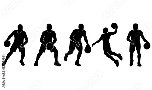 Vector Silhouettes of Basketball Players in Motion – Sports Set