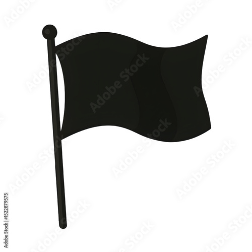 Black and white flag of Scotland icon, vector illustration of a waving country symbol on a pole