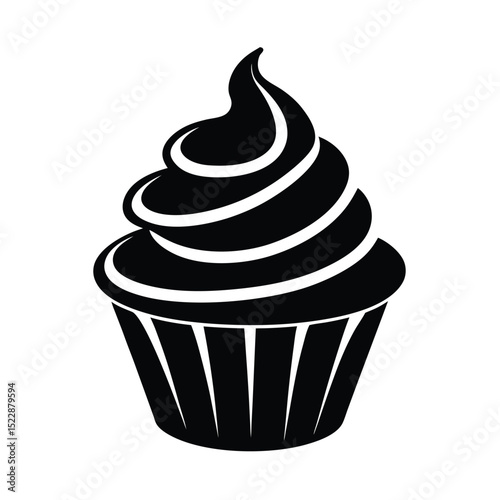 Cupcake with Frosting Swirl Sweet Icon Vector Illustration