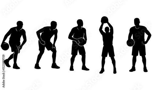 Set of Basketball Movement Silhouettes – Players in Action