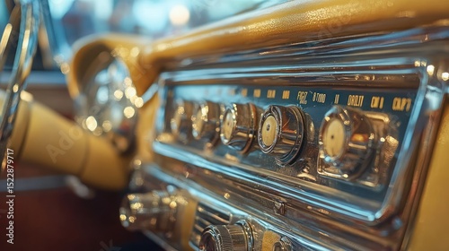 Vintage car dashboard with classic controls