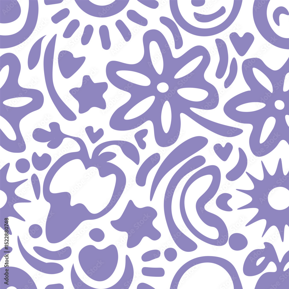 Naklejka premium abstract violet floral pattern on white background