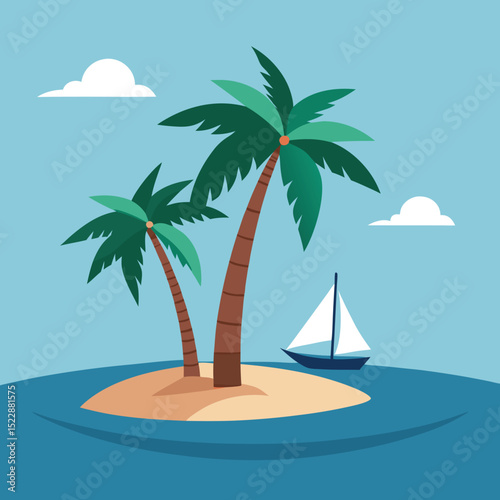 Kids Summer Camp Logo With Palm And Tent