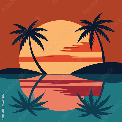 Eco Friendly Resort Logo With Green Palm Leaf