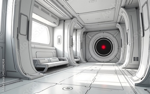 3d illustration - drawings sketch of futuristic science fiction scene. High quality