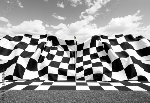 Classic black and white checkered flag race finish line background ,  start line,  stripes
