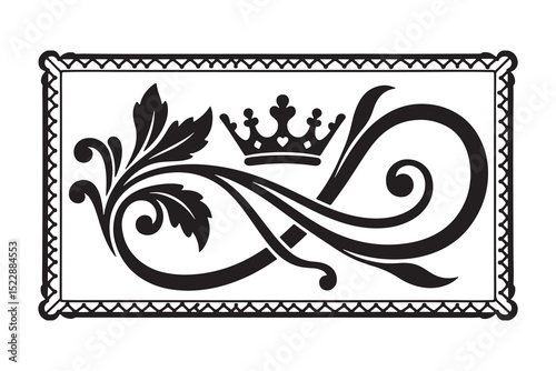 Ornate floral design with crown, perfect for decorative accents.