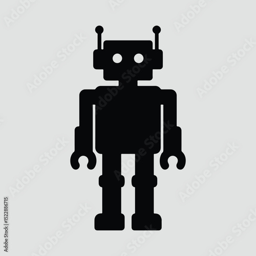 Silhouette of cute robot toy isolated Illustration Vector