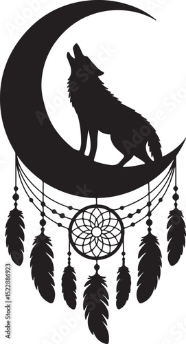 Dream Catcher Wolf Svg, Feathers Svg