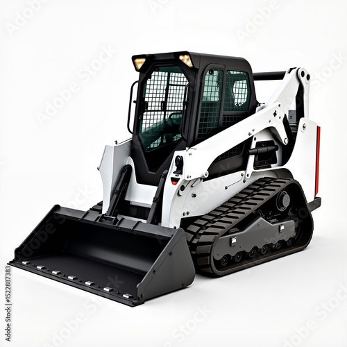 White compact track loader on white background