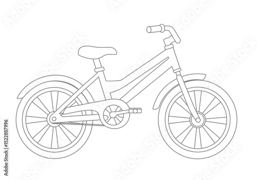 Illustration of outline bike In Flat Style 