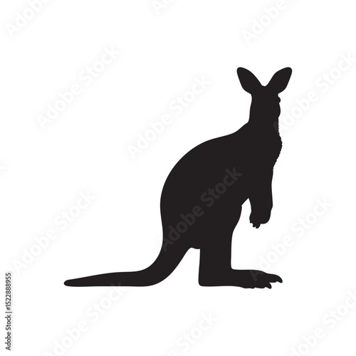 silhouette of kangaroo black graphic design isolated on white background