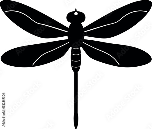 Dragonfly clipart, Dragonfly black simple silhouette vector