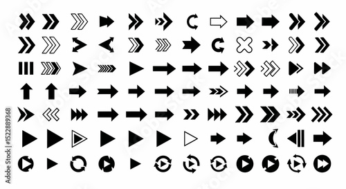 Diverse Collection of Arrows Black Vectors for Graphic Design