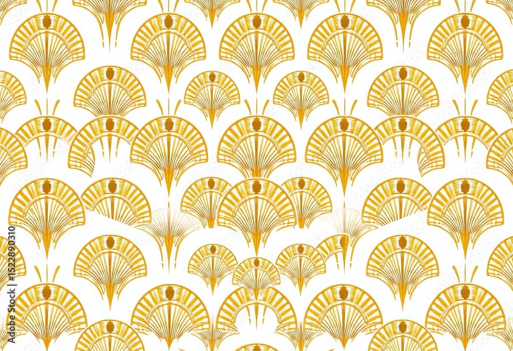 Seamless Art Deco gold arch & circle pattern on white , wallpaper, fan Seamless Art Deco gold arch & circle pattern on white , wallpaper, fan