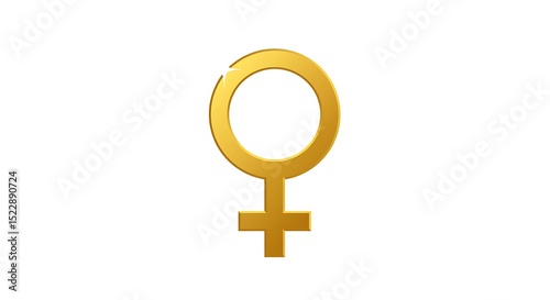 Golden Female Symbol Icon on White Background