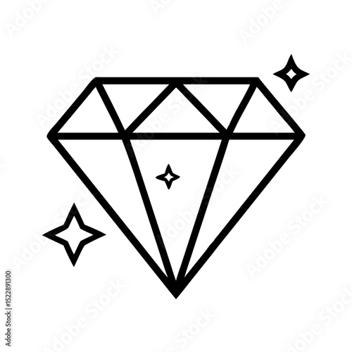 Brilliant Cut Diamond Icon – Black SVG Vector for Luxury and Jewelry

