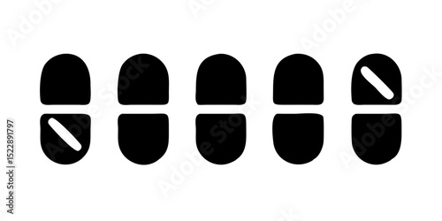 Pill Icon Set with Medicament and Pharmaceutical Symbols

