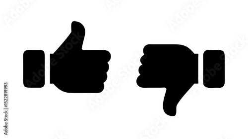 Thumbs Up and Thumbs Down – Flat Style Vector Icon for Feedback

