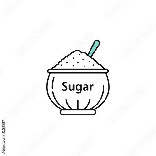 Sugar in a sugar bowl with a spoon in a clean and minimalistic design