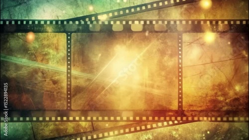 Realistic film stripe wave on blue background with place for text. Modern 3d isometric film strip in perspective. Cinema Background with film reel. Design template cinema festival banner, poster