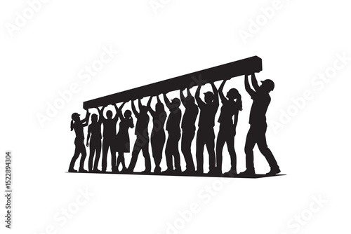 Group Work Silhouette Design - People Lifting Together Teamwork Concept