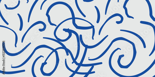 Brush, marker drawn bold doodle lines seamless pattern. Abstract modern geometric curved wavy ornament background.