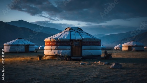 A traditional ger in the evening light photo