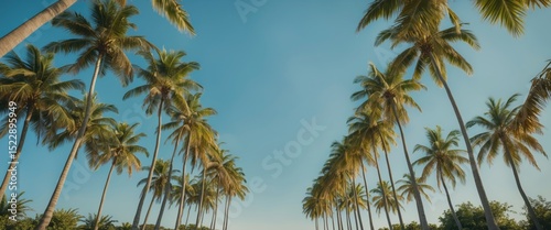 Wallpaper Mural Canopy of grouped palm trees with a clear blue sky and empty space for text Torontodigital.ca