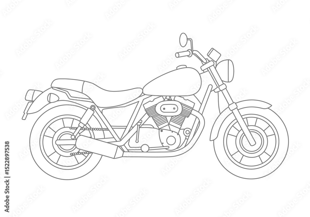 Fototapeta premium Illustration of outline Motorbike In Flat Style 