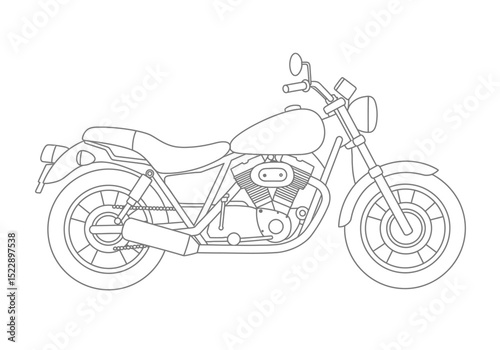 Illustration of outline Motorbike In Flat Style 