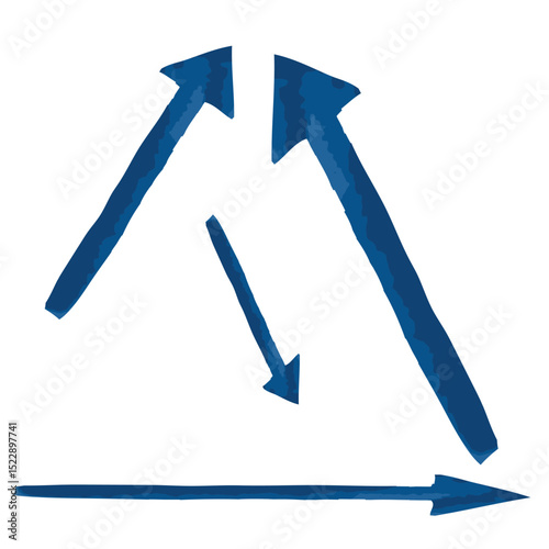 blue straight arrows of different sizes on a white background, vector
