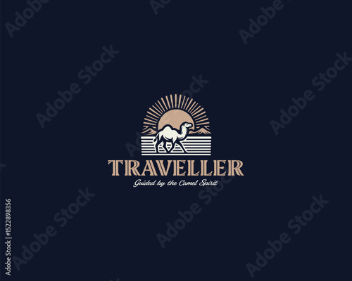 Vintage unique arabian desert camel logo for tour and travel logo or business