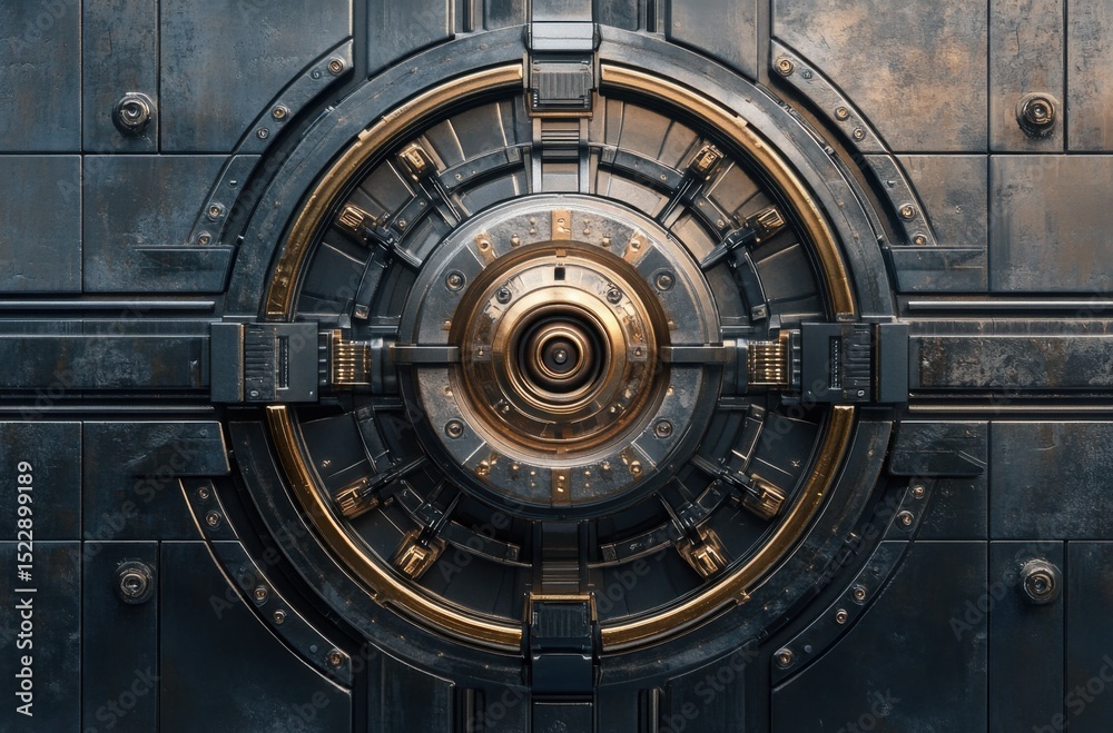 Fototapeta premium Abstract machine art, centered a fusion of mechanical and organic shapes forming a powerful