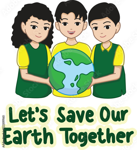 Children Holding Earth Illustration 