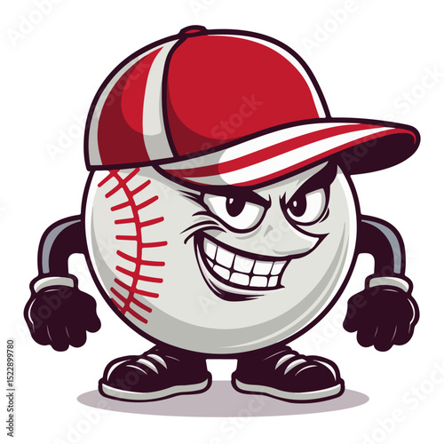 baseball cartoon character illustration with mascot logo vector, ball,baseball,cartoon, character,sprots.