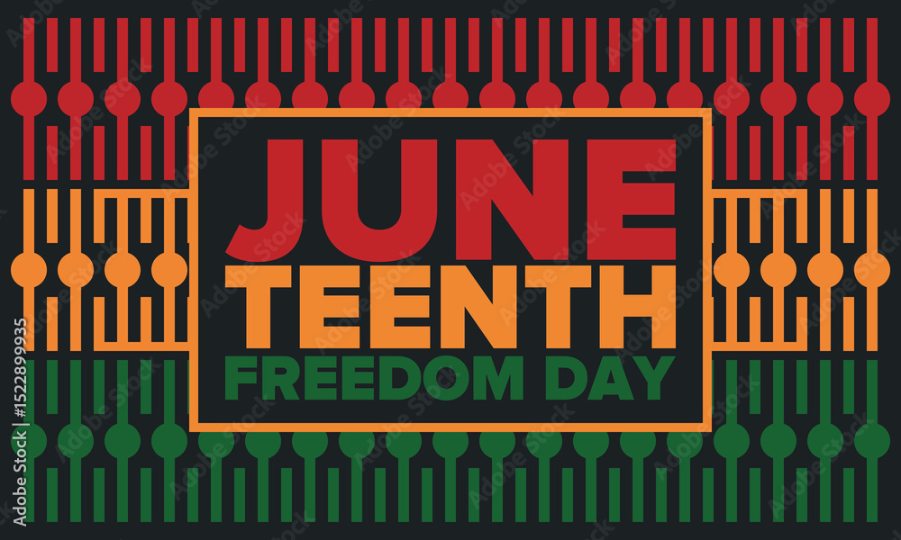 Fototapeta premium Juneteenth Independence Day. Freedom or Emancipation day. Annual american holiday, celebrated in June 19. African-American history and heritage. Poster, greeting card, banner and background. Vector