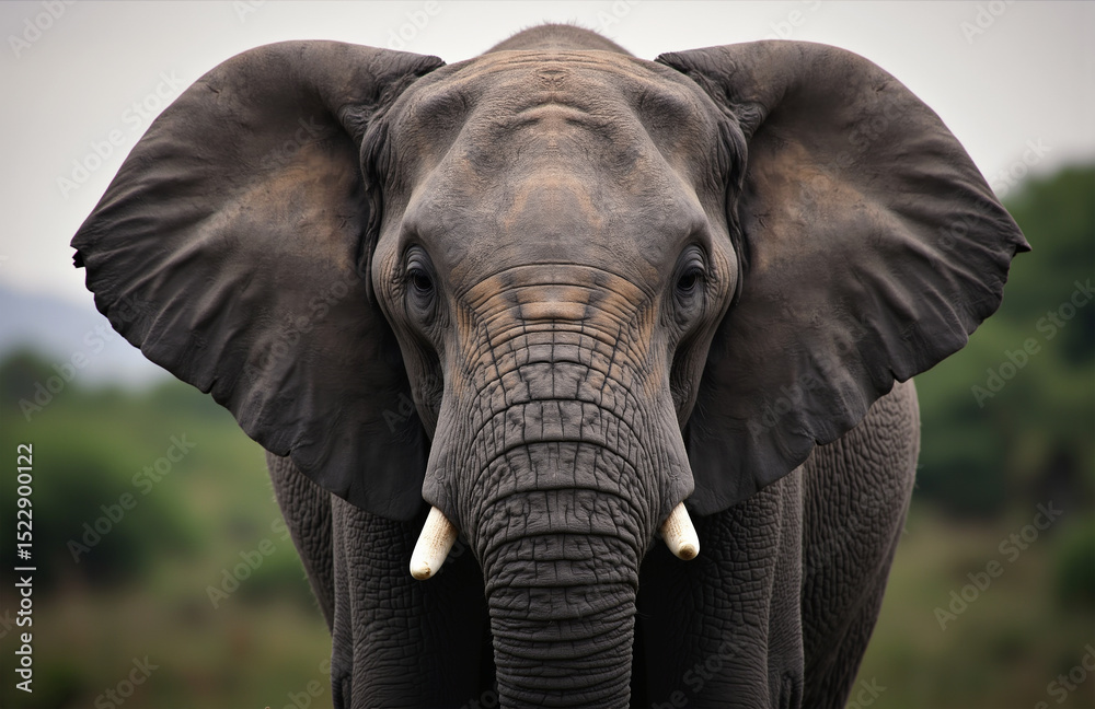 Obraz premium Close-up elephant portrait highlighting textured skin and wise eyes