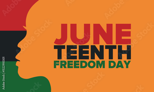 Juneteenth Independence Day. Freedom or Emancipation day. Annual american holiday, celebrated in June 19. African-American history and heritage. Poster, greeting card, banner and background. Vector
