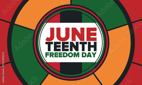 Juneteenth Independence Day. Freedom or Emancipation day. Annual american holiday, celebrated in June 19. African-American history and heritage. Poster, greeting card, banner and background. Vector