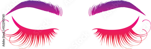 Sexy winking luxurious eye with perfectly shaped eyebrows and full lashes. Idea for business visit card, typography vector. 