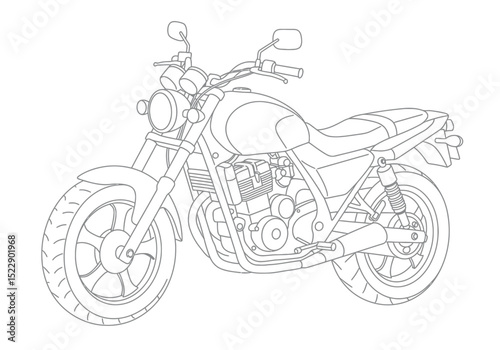 Illustration of outline Motorbike In Flat Style 