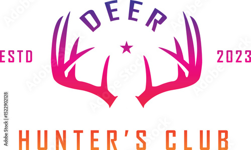 Deer head cut out silhouette. Horned elk or stag icon.
