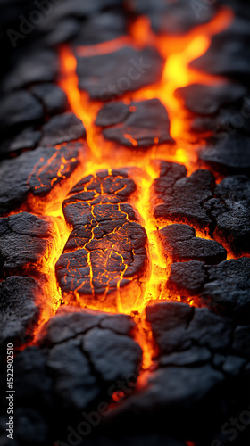 Volcanic Inferno Molten Lava Texture Fiery Geothermal Rock Heat. Generative AI