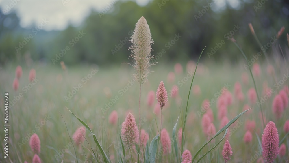 Obraz premium Grass Flower In Nature with Empty Copy Space for Text