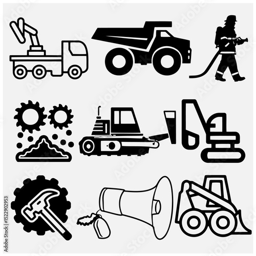 construction equipment vector set 11