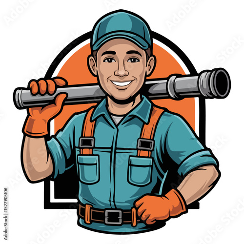 plumber worker repairman service logotype vector illustration.