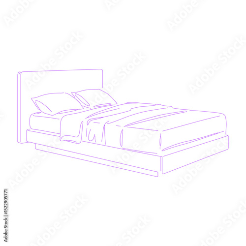 bed isolated lineart illustration